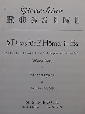 Imagen del vendedor de ROSSINI G. 5 Duos fr 2 Horner Cor 1961 a la venta por partitions-anciennes