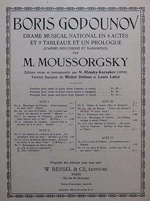 Seller image for MOUSSORGSKY Modeste Boris Godounov Air de Marina Chant Piano 1908 for sale by partitions-anciennes