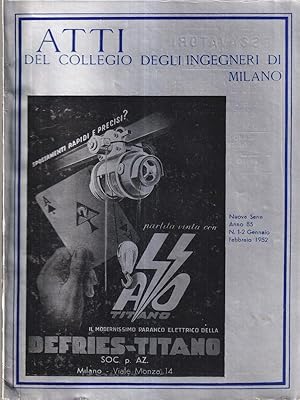 Atti del collegio degli ingegneri di Milano n. 1-2 anno 85