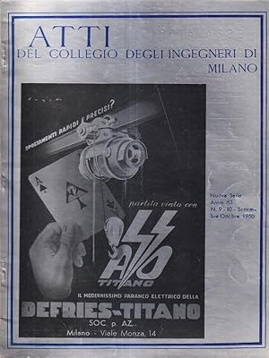 Atti del collegio degli ingegneri di Milano n. 9-10 anno 83 1950