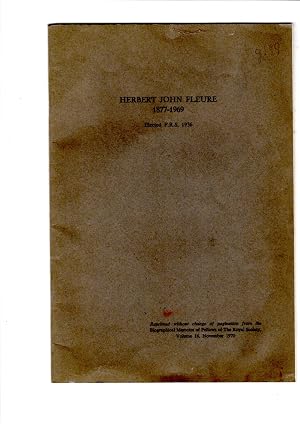 Immagine del venditore per Herbert John Fleure 1877-1969 (Reprinted from Biographical Memoirs of Fellows of the Royal Society, Volume 16, November 1970) venduto da Gwyn Tudur Davies
