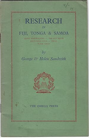Seller image for Research in Fiji, Tonga & Samoa for sale by Purpora Books