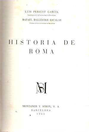 Imagen del vendedor de Historia de Roma . a la venta por Librera Astarloa