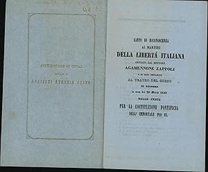 Seller image for Canto di Riconoscenza ai martiri Della Liberta Italiana,dettato dal dottore Agamennone Zappoli e da esso declamato Al Teatro Del Corso in Bologna la sera del 28 Marzo 1848, for sale by Antiquariat Kastanienhof