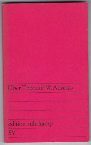 Seller image for ber Theodor W. Adorno for sale by Aegean Agency