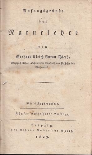 Bild des Verkufers fr Anfangsgrnde der Naturlehre. zum Verkauf von Antiquariat an der Nikolaikirche