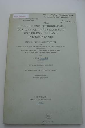 Bild des Verkufers fr Geologie und Petrographie von West-Andrees Land und Ost-Fraenkels Land (NE-Grnland). zum Verkauf von Antiquariat Bookfarm