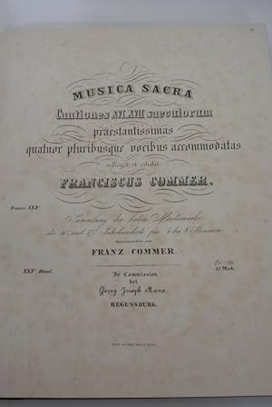 Seller image for MUSICA SACRA. Bd. 25, 27 u. 28 (in 1) Cantione XVI, XVII saeculorum praestantissimas quatuor pluribusque vocibus accommodatas. for sale by Antiquariat Bookfarm