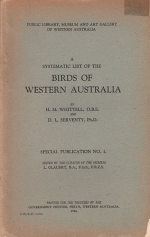 Imagen del vendedor de A systematic list of the birds of Western Australia. a la venta por Andrew Isles Natural History Books