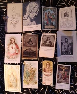 12 verschiedene Bildchen und Karten mit religiösen Motiven