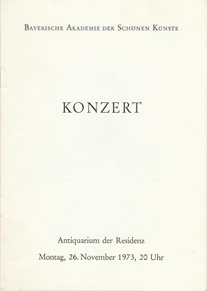 Bild des Verkufers fr Programmheft Konzert Orlando di Lasso. Geistliche und weltliche Werke 26. November 1973 Antiquarium der Residenz zum Verkauf von Programmhefte24 Schauspiel und Musiktheater der letzten 150 Jahre