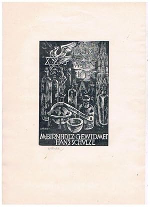 7. Exlibris Kongress Wien 1960. M. Birnholz gewidmet. Hans Schulze.