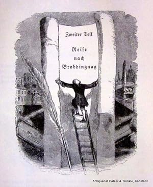 Seller image for Gullivers Reisen durch unbekannte Lnder. Zrich, Bchergilde Gutenberg, 1942. Mit Illustrationen nach Holzstichen von Grandville. 423 S. Roter Or.-Lwd.; Rcken leicht verblasst u. Prgung etwas beschabt. for sale by Jrgen Patzer