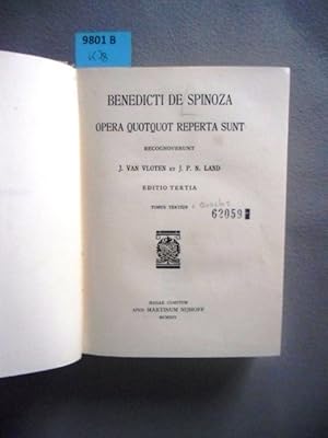 Bild des Verkufers fr Opera quotquot reperta sunt. Recognoverunt J. Van Vloten et J.P.N. Land. zum Verkauf von Augusta-Antiquariat GbR