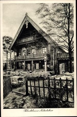 Bild des Verkufers fr Ansichtskarte / Postkarte Berlin Zehlendorf Wannsee, Restaurant Blockhaus Nikolskoe - Inh.: Richard Schulte zum Verkauf von akpool GmbH