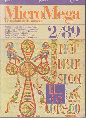 MICROMEGA. le ragioni della sinistra - 1989 - num. 02 del APRILE 1989, ROMA, Editrice periodici c...