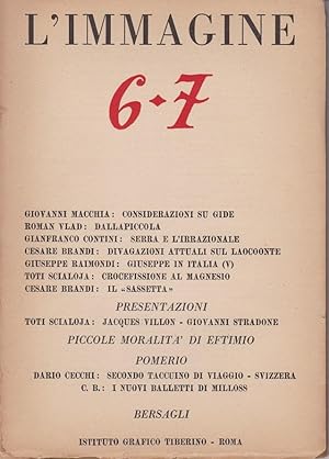 L'IMMAGINE, rivista di arte, critica e letteratura - 1947- num. 06-07 - del maggio 1947 - ., ROMA...