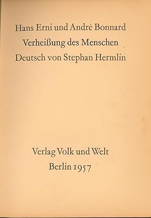 Bild des Verkufers fr Verheiung des Menschen,Deutsch von Stephan Hermlin"," zum Verkauf von Antiquariat Kastanienhof