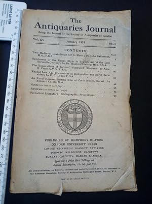 Antiquaries Journal Jan 1935 Vol XV No 1 Medieval Love songs Shetland Dorset