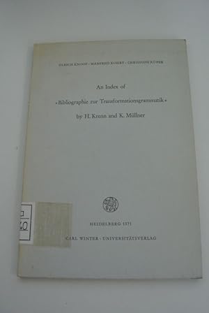 Bild des Verkufers fr An Index of Bibliographie zur Transformationsgrammatik by H. Krenn and K. Mllner zum Verkauf von Antiquariat Bookfarm