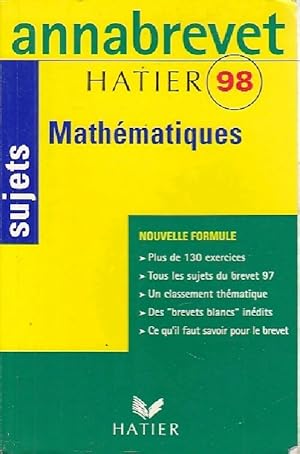 Image du vendeur pour Math?matiques Brevet Sujets 1998 - Bernard Demeillers mis en vente par Book Hmisphres