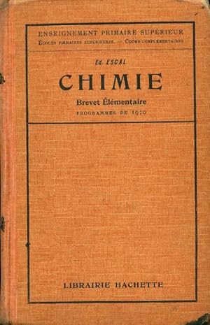 Seller image for Chimie. Brevet ?l?mentaire - Ed. Escal for sale by Book Hmisphres