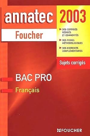 Seller image for Fran?ais Bac pro. Sujets corrig?s 2003 - Jean Glorieux for sale by Book Hmisphres