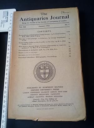 Antiquaries Journal Jan 1932 Vol XII No 1 Hollingbury Sussex Stonehenge Alcheste