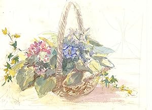 Seller image for Renee Young - 20th Century Watercolour, Colourful Flower Basket for sale by Sulis Fine Art