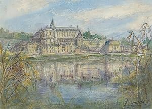 Seller image for Renee Young - 20th Century Watercolour, Country Estate with River for sale by Sulis Fine Art
