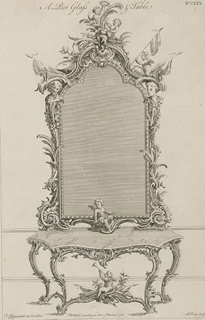 Thomas Chippendale - 18th Century Engraving, Pier Glass Table Design