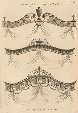 Bild des Verkufers fr George Hepplewhite (1727-1786) - Three 18th Century Engravings, Cornice Designs zum Verkauf von Sulis Fine Art