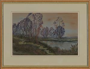 J.M. Parratt - 20th Century Pastel, Riverbank Scene