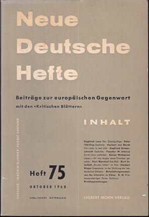 Immagine del venditore per Neue Deutsche Hefte. Beitrge zur europischen Gegenwart. Heft 75, Oktober 1960 venduto da Graphem. Kunst- und Buchantiquariat