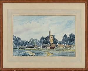 Bild des Verkufers fr D. McAlpine - Signed & Framed 20th Century Watercolour, Impressionist Village zum Verkauf von Sulis Fine Art