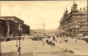 Bild des Verkufers fr Ansichtskarte / Postkarte Liverpool North West England, Lime Street, tramway zum Verkauf von akpool GmbH