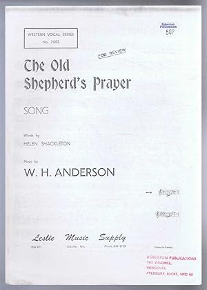 The Old Shepherd's Prayer, Song. Western Vocal Series No. 7002. Middle C sharp to C natural