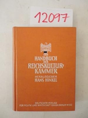 Bild des Verkufers fr Handbuch der Reichskulturkammer, bearbeitet von Assessor Gnther Gentz zum Verkauf von Galerie fr gegenstndliche Kunst