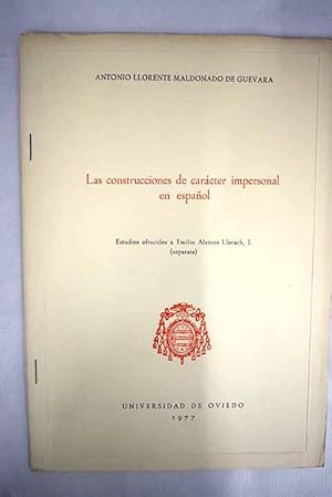 Image du vendeur pour Las construcciones de carcter impersonal en espaol mis en vente par Alcan Libros