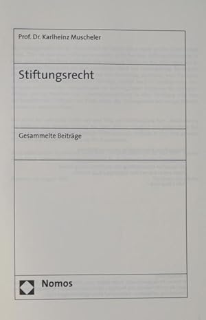 Immagine del venditore per Stiftungsrecht. Gesammelte Beitrge. venduto da Antiquariat + Verlag Klaus Breinlich