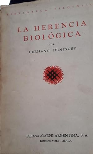 LA HERENCIA BIOLÓGICA, traducción de Manuel Morente