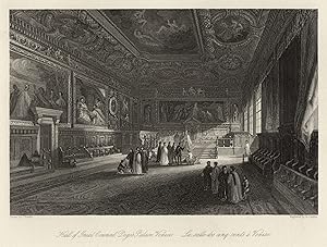 Bild des Verkufers fr Teilansicht, Dogenpalst ( Innenansicht ) "Hall of Great Council .". zum Verkauf von Antiquariat Clemens Paulusch GmbH