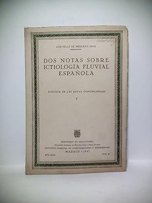 Imagen del vendedor de Biologa de la Aguas Continentales. V.: Dos Notas Sobre Ictiologa Fluvial Espaola. Localidades de B. Barbus Bocagei, [por] Steind., y Barbus Comiza, [por] Steind. a la venta por Librera Miguel Miranda