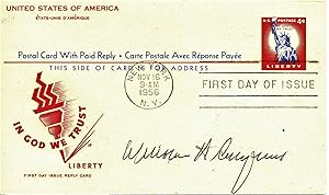 FIRST DAY OF ISSUE POSTCARD AUTOGRAPHED BY REHNQUIST