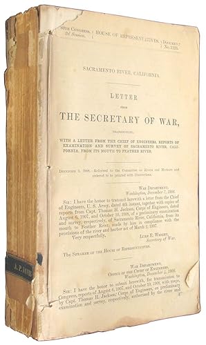 Seller image for Letter from The Secretary of War, Transmitting, with a Letter from the Chief of Engineers, Reports of Examination and Survey of Sacramento River, California, from its Mouth to Feather River (with survey maps). for sale by The Bookworm