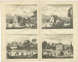 Antique Print of the Church at Kopay and others by Baldaeus (c.1672)