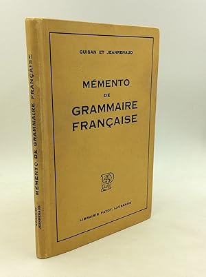 Imagen del vendedor de MEMENTO DE GRAMMAIRE FRANCAISE a la venta por Kubik Fine Books Ltd., ABAA