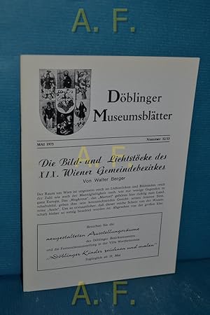 Bild des Verkufers fr Dblinger Museumsbltter, Nummer 32/33, Mai 1973. zum Verkauf von Antiquarische Fundgrube e.U.