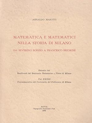 Seller image for Matematica e matematici nella storia di Milano for sale by Miliardi di Parole