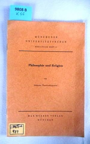 Seller image for Philsophie und Religion. Erffnungsrede zur Griechischen Woche vom 21. - 27. Juni 1960. for sale by Augusta-Antiquariat GbR